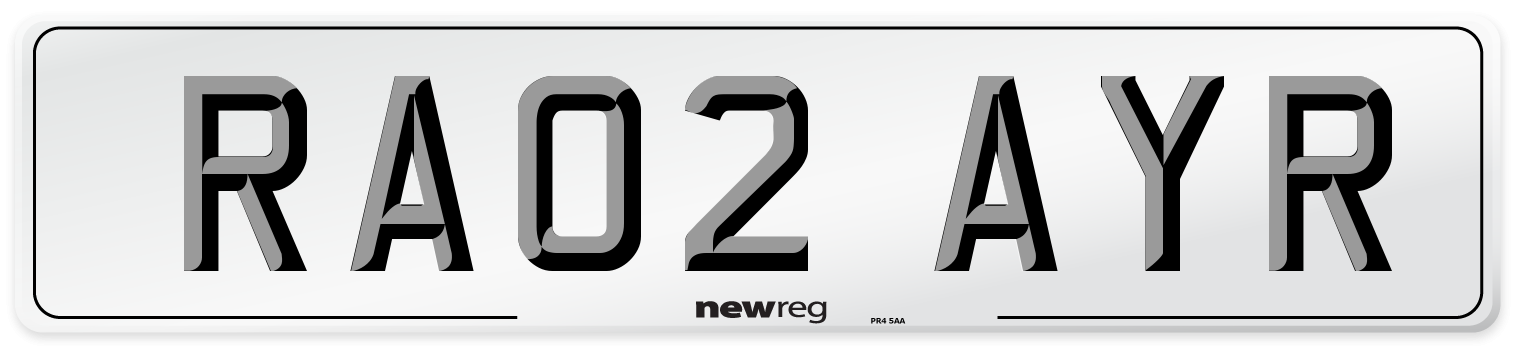 RA02 AYR Number Plate from New Reg
